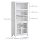Multifunctional Storage Cabinet Bookcase with Adjustable Shelves Display Rack for Study, Kitchen, Living Room, White