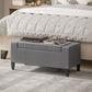 36" Storage Ottoman Bench, Linen-Look Fabric End of Bed Bench with Solid Wood Frame and Legs, Tufted Storage Chest, Footrest for Living Room, Bedroom, Entryway, Grey