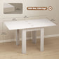 55" Extendable Dining Table for 4-6 Person, Kitchen Table with PU Handle and Felt Pads for Small Spaces, White