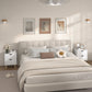 Modern Bedside Table Set of 2, Nightstand with 2 Drawers and Pine Wood Legs for Bedroom, White