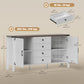 59" Buffet Cabinet, Farmhouse Sideboard with Thick Top, 2 Barn Doors, 4 Drawers and 2 Adjustable Shelves, White