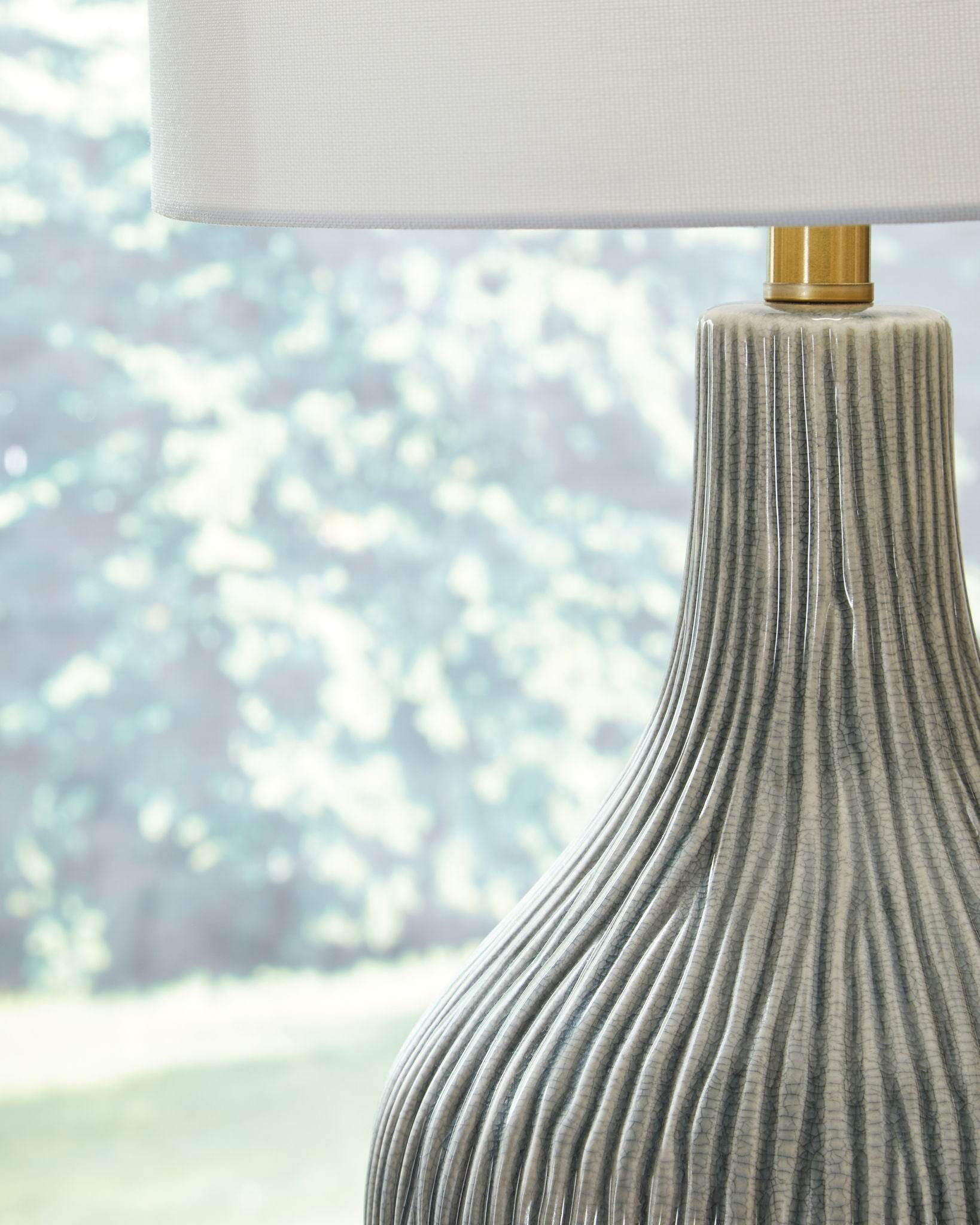 Judlen - Gray / Gold Finish - Ceramic Table Lamp - Forward Furniture