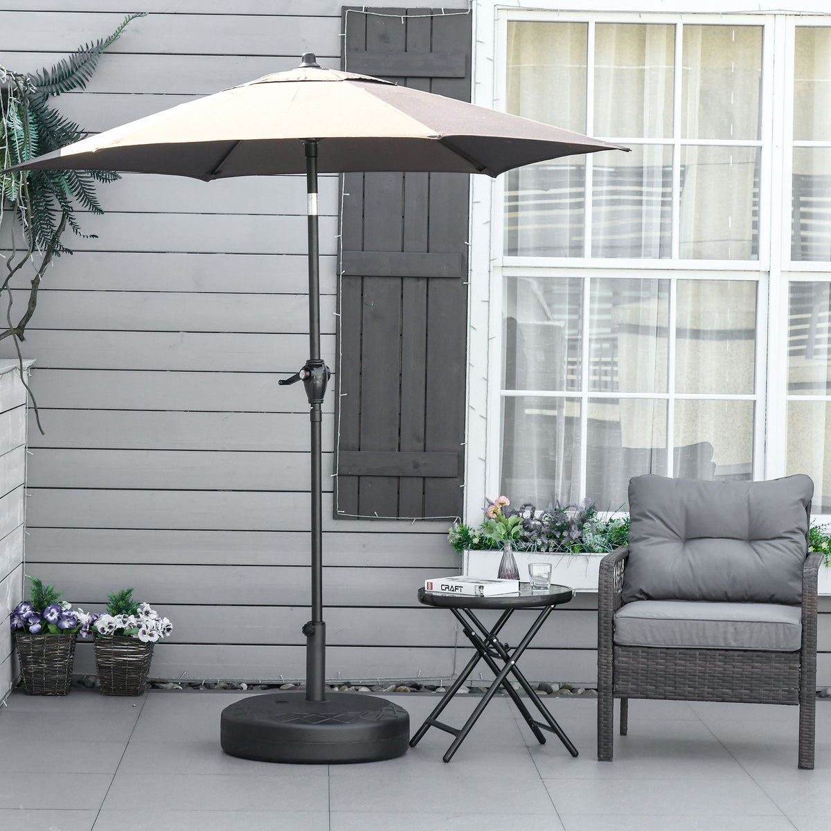 22'' Round Parasol Base Stand Outdoor Umbrella Weights Holder for Market Parasols, Water Filled, for 1.5''/1.9'', Black