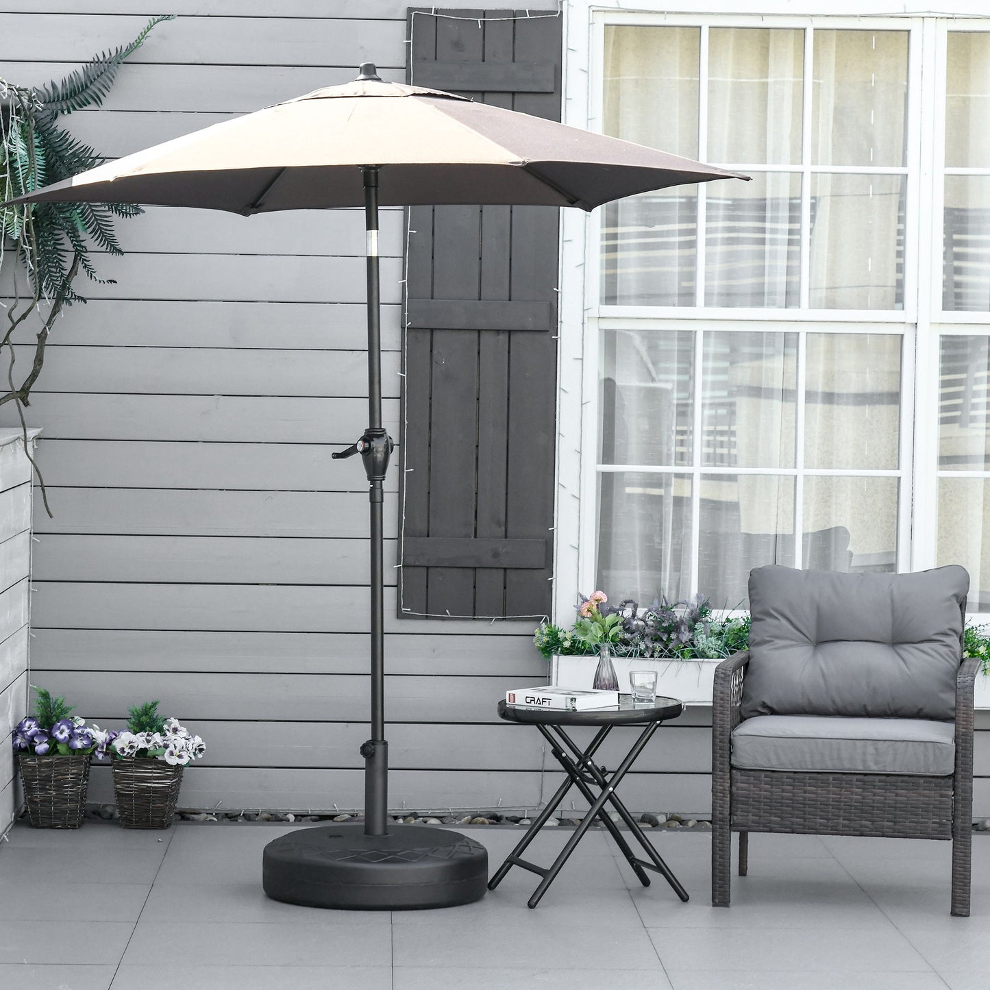 22'' Round Parasol Base Stand Outdoor Umbrella Weights Holder for Market Parasols, Water Filled, for 1.5''/1.9'', Black