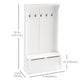 3-in-1 Hall Tree with Shoe Storage Bench - White