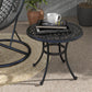 Patio Table, Round Side Table with Cast Aluminium Frame, Adjustable Feet for Patio, Garden, Balcony, Black