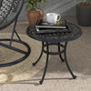 Patio Table, Round Side Table with Cast Aluminium Frame, Adjustable Feet for Patio, Garden, Balcony, Black