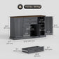 Farmhouse Sideboard with Charging Station and Thickened Top, 58" Buffet Cabinet with 2 Soft-Close Drawers, Black