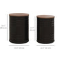 Round Nesting Side Tables Set of 2 with Storage - Black