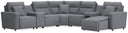 7 Pc. Power Reclining Sectional With RAF Press Back Power Chaise, Console And Audio System