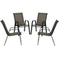 Set of 4 Outdoor Dining Chairs, Heavy Duty Stackable Patio Dining Set with Armrests for Balcony Garden, Brown and Black