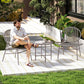 Rattan Bistro Set, 3 Pieces Wicker Patio Furniture Set, Acapulco Chairs and Steel Table for Porch, Balcony, Light Grey