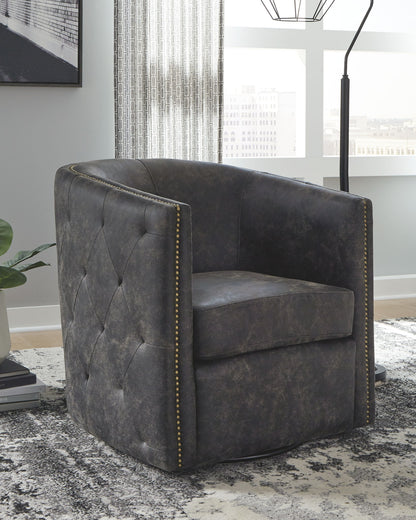 Brentlow - Swivel Accent Chair - Distressed Black