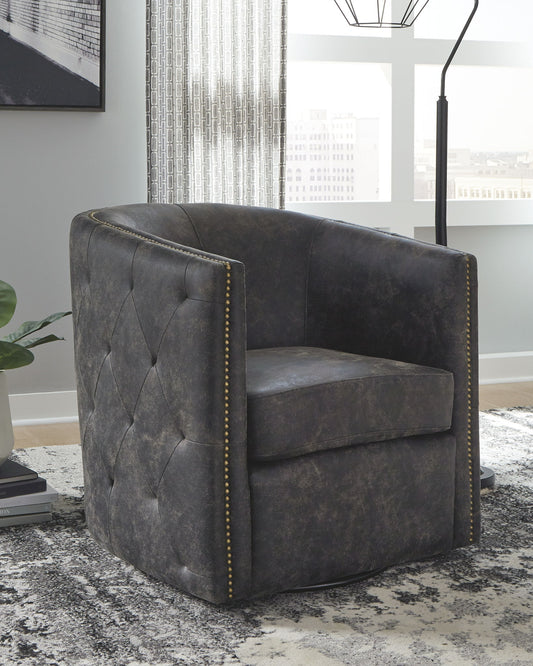 Brentlow - Swivel Accent Chair - Distressed Black