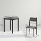 3-Piece Dining Table Set for 2 with Metal Legs - Grey Wood Effect