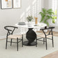 Set of 2 Weave Dining Chairs, Mid-Century Modern Dining Room Chairs with Y-Shaped Backrest and Hemp Seat, Black