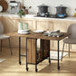 Folding Dining Table, Extendable Kitchen Table for Small Spaces with Storage Shelf and 6 Wheels, Light Brown