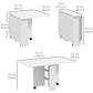 Folding Dining Table, 55" Drop Leaf Table for Small Spaces, Foldable Table with Storage Shelves for Kitchen, Dining Room, White