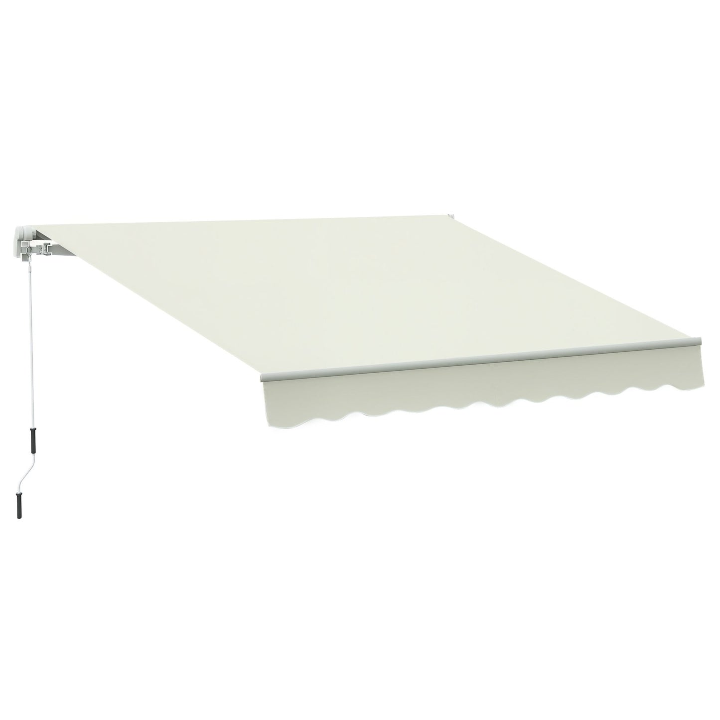 10' x 8' Manual Retractable Awning, Sun Shade Shelter Canopy, with Aluminum Frame and UV Protection for Patio Deck Yard Window Door, Cream White