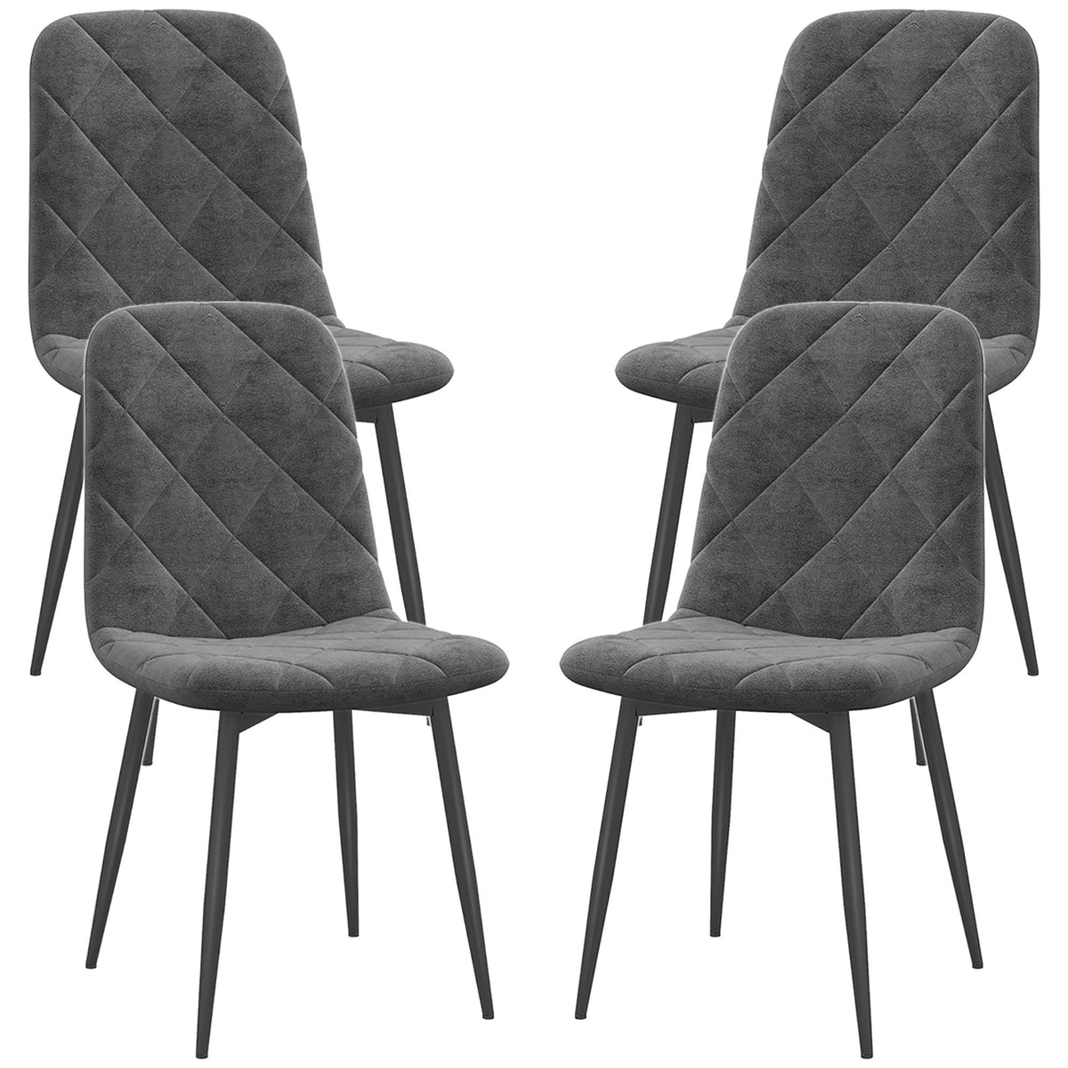 Dining Chairs Set of 4, Upholstered Dining Room Chairs with Steel Legs, Modern Kitchen Chair for Dining Room, Grey