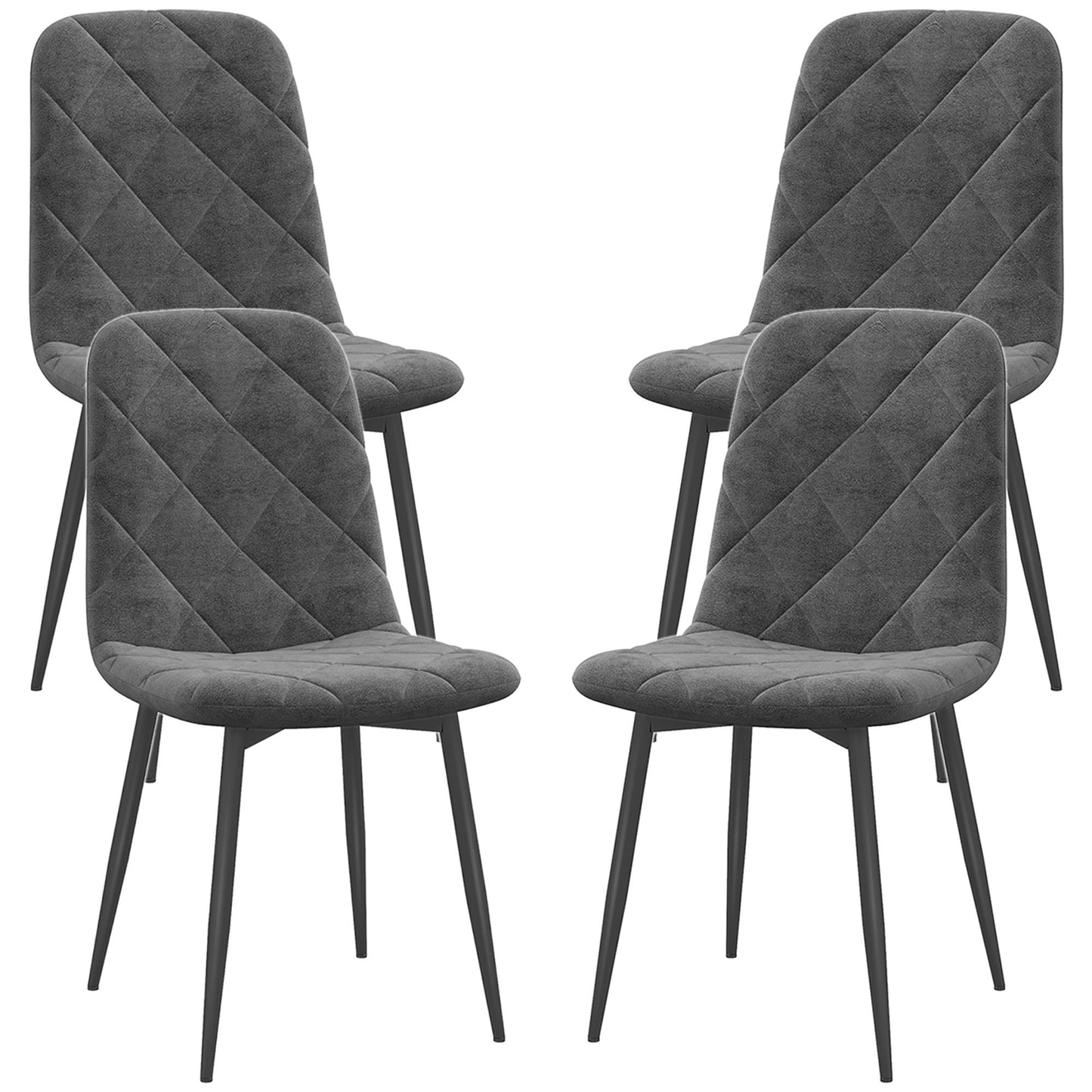 Dining Chairs Set of 4, Upholstered Dining Room Chairs with Steel Legs, Modern Kitchen Chair for Dining Room, Grey