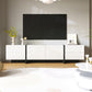 Modern TV Cabinet with Ample Storage and Soft-Close Hinges, Sturdy TV Stand for Living Rooms, 74.5'' L x 14'' W x 17.5'' H, Black+White