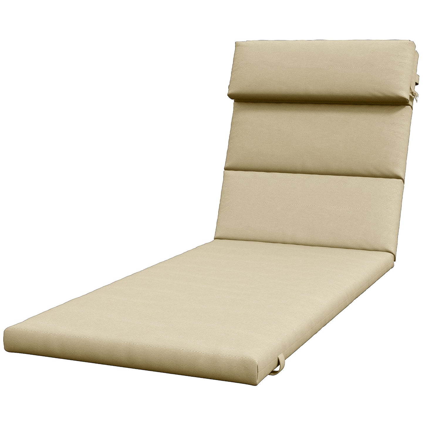 Patio Chaise Lounge Chair Cushion Replacement Sun Lounger Pads with Headrest and Ties, Beige