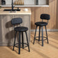 Bar Stools Set of 2, Upholstered Breakfast Bar Chairs with Footrest and Backrest for Kitchen Counter, Black