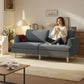 3 Seater Sofa, 74" Modern Corduroy Upholstered Couch with Thick Spring Cushions, Solid Wood Legs, Armrests, Dark Grey