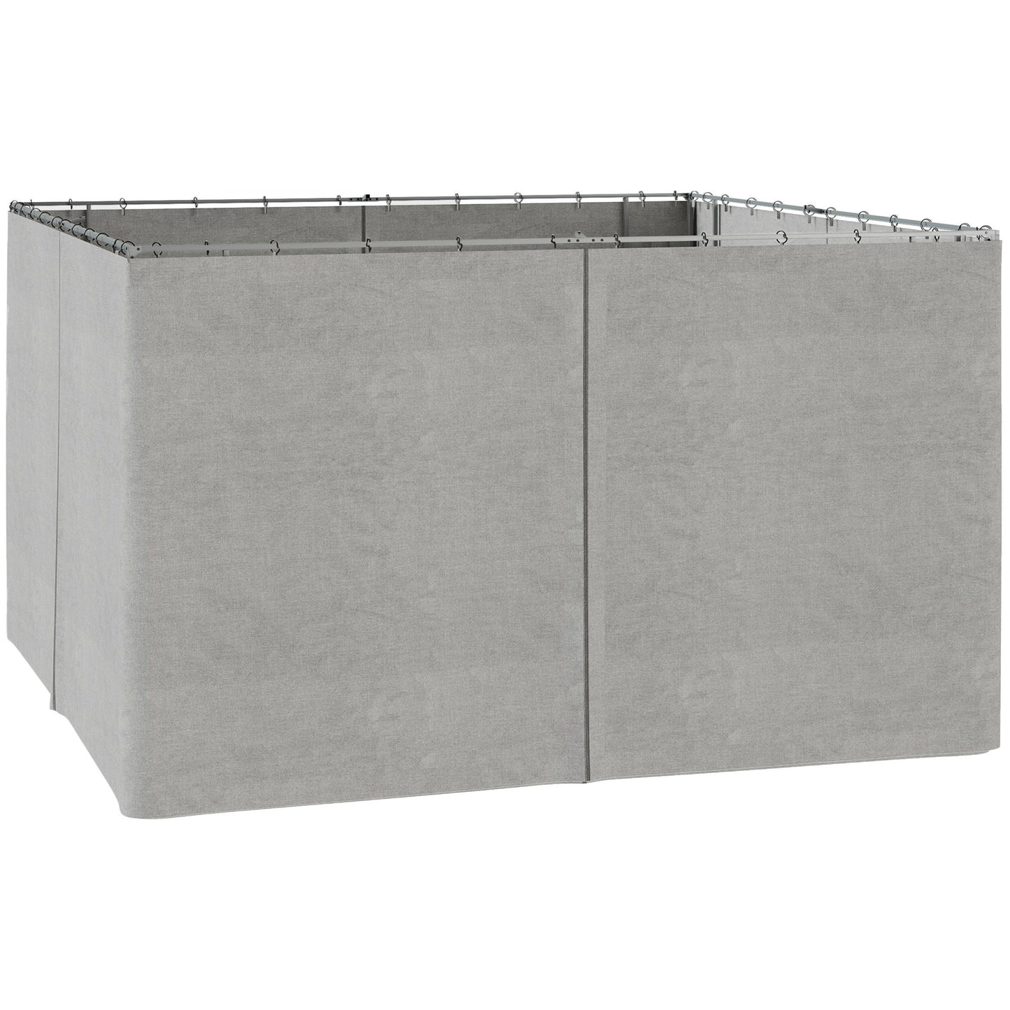 Gazebo Curtains, 10' x 13' Universal Replacement Privacy Curtain, 4-Panels Sidewall with Hooks/C-Rings, Light Grey