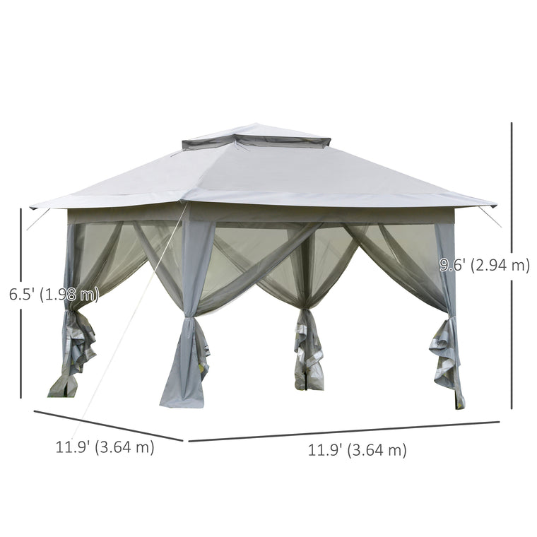 12' x 12' Light Grey Steel Party Tent with Roller Bag