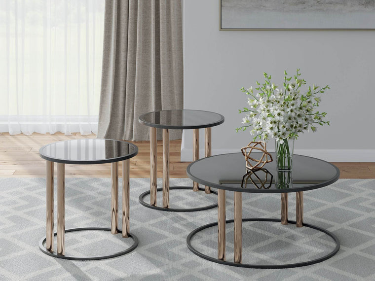 Hannerly - Black / Gold Finish - Occasional Table Set (Set of 3) - Forward Furniture