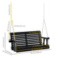 2 Seater Porch Swing Wooden Patio Swing Chair Seat with Cup Holder and Chains Outdoor Swing Bench for Garden Yard, Black