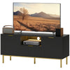 TV Console with RGB LED Lights and Soft-Close Doors - Black