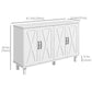 Kitchen Sideboard Cabinet with 4 Barn Doors - White