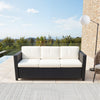 Deluxe 3 Seat Rattan Wicker Sofa Garden Outdoor Patio Furniture with Cushion, Cream White