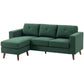 Sectional Sofa with Changeable Chaise Lounge, 3 Seat L-Shaped Sofa, Upholstered Couch for Small Space, Dark Green