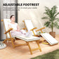 Folding Patio Lounge Chair with Padded Cushion, Acacia Wood Patio Lounger Recliner with Footrest for Garden, White