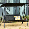 2-Person Porch Swing Chair, 2 Seater Patio Swing Bench w/ Adjustable Canopy, Breathable Seat for Garden, Poolside, Black