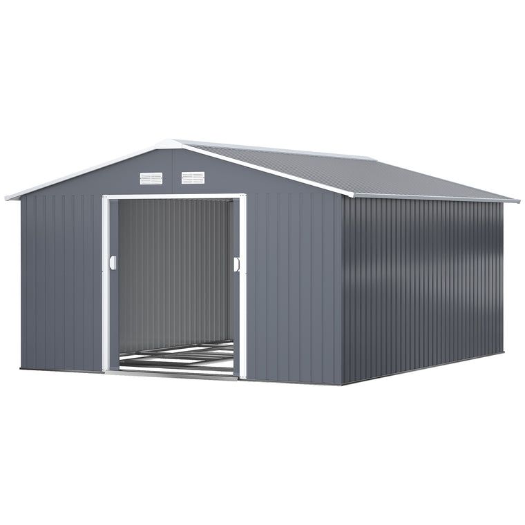 11.2' x 12.5' Garden Shed with Sliding Doors and Ventilation