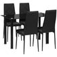 5-Piece Glass Dining Table Set for 4 - Black