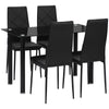 5-Piece Glass Dining Table Set for 4 - Black