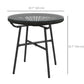 Rattan Side Table, Round Outdoor Table, with Round PE Rattan and Tempered Glass Table Top for Patio, Garden, Black