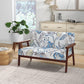 Compact Loveseat Sofa Couch Linen Fabric Double Seat Sofa with Rubber Wood Legs Multicolour