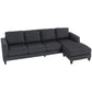 L-Shaped Sofa with Chaise - Charcoal Grey