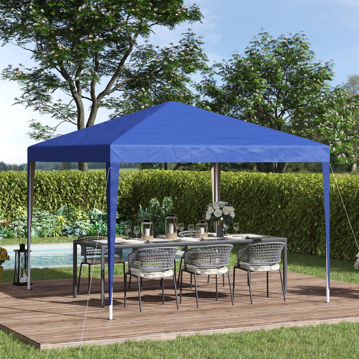 10 x 10ft Folding Pop Up Tent Outdoor Gazebo Canopy with Carrying Bag, Blue