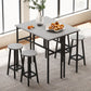 Bar Table Set of 6, Bar Table and Stools for 4, 2 Breakfast Tables and 4 Stools for Living Room, Dining Room, Grey