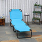 Outdoor Folding Lounge Chair, Steel Tanning Chair with Reclining Back, Breathable Mesh for Beach, Yard, Patio, Sky Blue