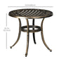 Ф23.6" Round Outdoor Side Table, Cast Aluminum Frame Patio Coffee Side Desk for Patio, Garden, Balcony, Bronze