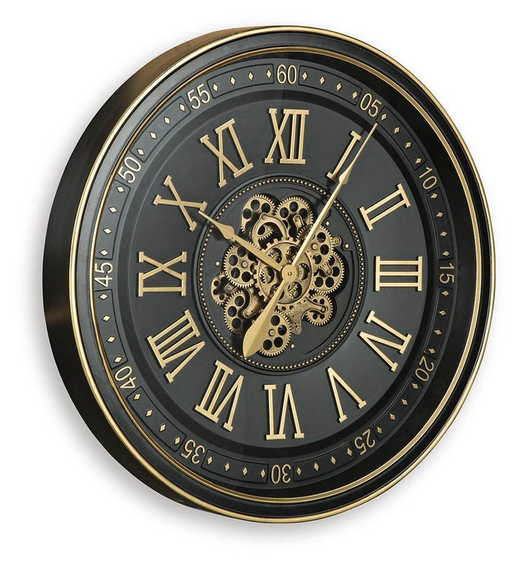 Dairton - Black / Gold Finish - Wall Clock - Forward Furniture
